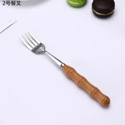 Tom Küche & Esszimmer-Dessertbesteck-Set aus Edelstahl mit eleganten Holzgriffen