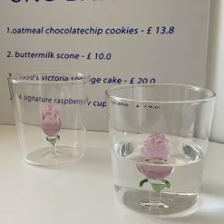 Plates u0026 More Küche & Esszimmer-3D-Frühstückstasse aus Glas mit Henkel in Rosenform – Saft-, Kaffee-, Tee- und Milchbecher