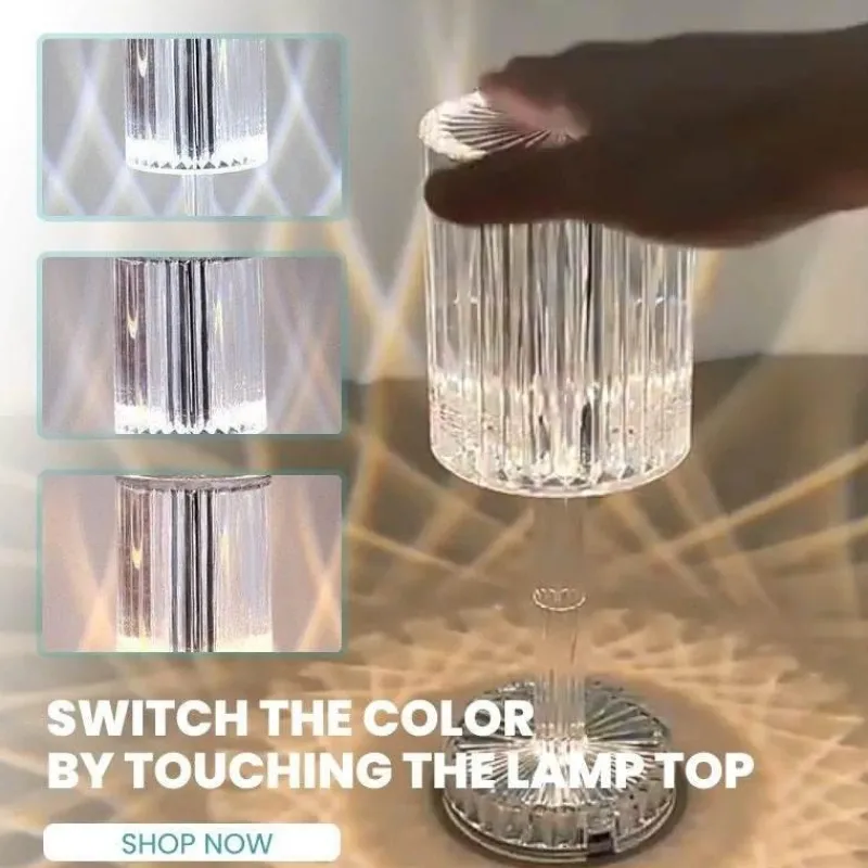 Comfort u0026 Style Beleuchtung-Diamond Glow LED-Nachtlampe – Dekoratives Touch-Licht aus Acryl