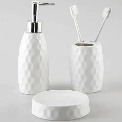 The Bath Nook Badezimmer-Diamond Pattern Ceramic Bathroom Set - Elegant Bath Accessories