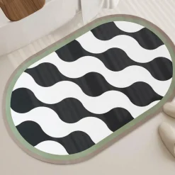 Soft Steps Badezimmer-Diatom Mud Bath Mat - Absorbent Wave Design for Spa and Comfort
