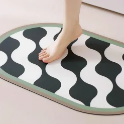 Soft Steps Badezimmer-Diatom Mud Bath Mat - Absorbent Wave Design for Spa and Comfort