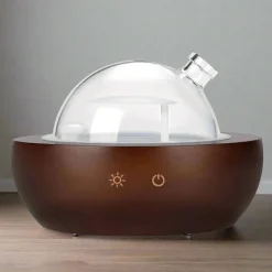 Tranquil Touch Gesundheits-Gadgets|Gesundheits- Und Entspannungstools-Diffusor für ätherische Öle aus Glas mit Basis aus echtem Holz, Aromatherapie-Diffusor