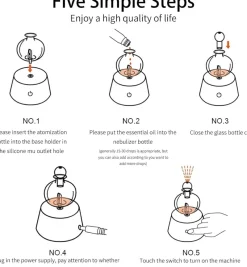 Tranquil Touch Gesundheits-Gadgets|Gesundheits- Und Entspannungstools-Diffusor für ätherische Öle aus Glas mit Basis aus echtem Holz, Aromatherapie-Diffusor