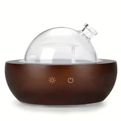Tranquil Touch Gesundheits-Gadgets|Gesundheits- Und Entspannungstools-Diffusor für ätherische Öle aus Glas mit Basis aus echtem Holz, Aromatherapie-Diffusor