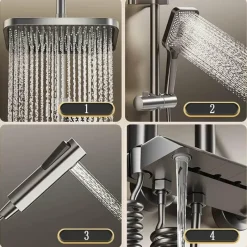 The Blissful Bath Badezimmer-Digital Shower Set - Elegant Rain Shower Head with Temperature Display