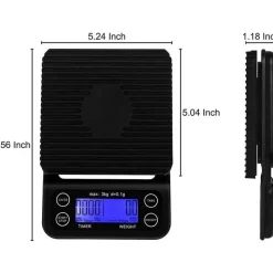 Tom Küche & Esszimmer-Digitale Kaffeewaage mit Timer – BrewMaster 3 kg