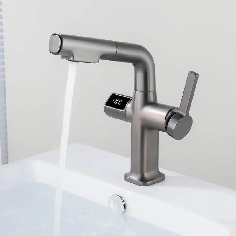 Tranquil Waters Badezimmer|Küche & Esszimmer-Digitaler Badezimmerhahn aus Messing – Elegantes Aqua View Design