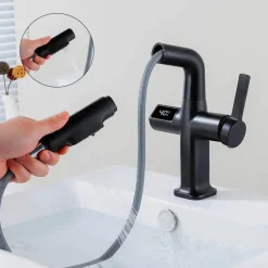 Tranquil Waters Badezimmer|Küche & Esszimmer-Digitaler Badezimmerhahn aus Messing – Elegantes Aqua View Design