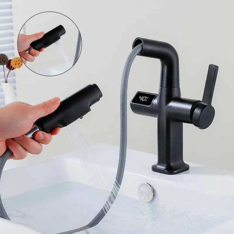 Tranquil Waters Badezimmer|Küche & Esszimmer-Digitaler Badezimmerhahn aus Messing – Elegantes Aqua View Design