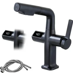 Tranquil Waters Badezimmer|Küche & Esszimmer-Digitaler Badezimmerhahn aus Messing – Elegantes Aqua View Design