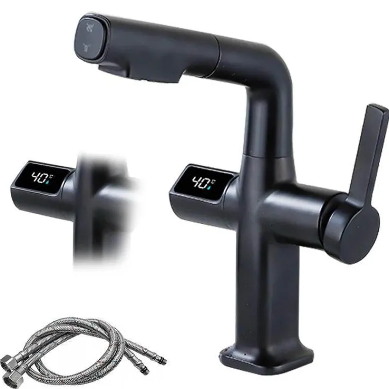 Tranquil Waters Badezimmer|Küche & Esszimmer-Digitaler Badezimmerhahn aus Messing – Elegantes Aqua View Design