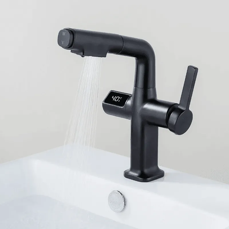 Tranquil Waters Badezimmer|Küche & Esszimmer-Digitaler Badezimmerhahn aus Messing – Elegantes Aqua View Design