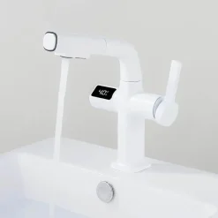 Tranquil Waters Badezimmer|Küche & Esszimmer-Digitaler Badezimmerhahn aus Messing – Elegantes Aqua View Design