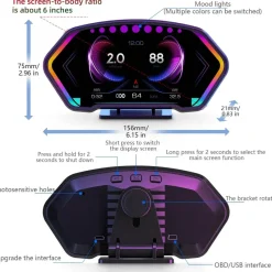 Wild u0026 Free Gear Autozubehör|Automobilindustrie-Digitaler Tachometer mit Head-Up-Display fürs Auto – Crystal Speed ​​Monitoring Device