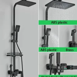 The Blissful Bath Badezimmer-Digitales Thermostat-Duschset – Stilvolles Druckduschsystem