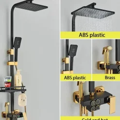 The Blissful Bath Badezimmer-Digitales Thermostat-Duschset – Stilvolles Druckduschsystem