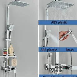 The Blissful Bath Badezimmer-Digitales Thermostat-Duschset – Stilvolles Druckduschsystem