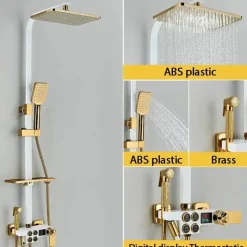 The Blissful Bath Badezimmer-Digitales Thermostat-Duschset – Stilvolles Druckduschsystem