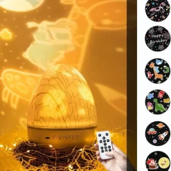 Bright Accents Beleuchtung-Dinosaurier-Ei-Nachtlicht - Projektionslampe fürs Kinderzimmer