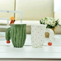The Cozy Mug Küche & Esszimmer-3D-Kaktus-Kaffeetasse – Einzigartige Keramiktasse mit Pflanzenmotiv