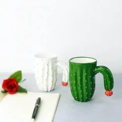 The Cozy Mug Küche & Esszimmer-3D-Kaktus-Kaffeetasse – Einzigartige Keramiktasse mit Pflanzenmotiv