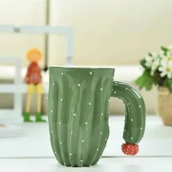 Tom Küche & Esszimmer-3D-Kaktus-Keramiktasse – einzigartige Kaffee-/Teetasse mit besonderem Henkel