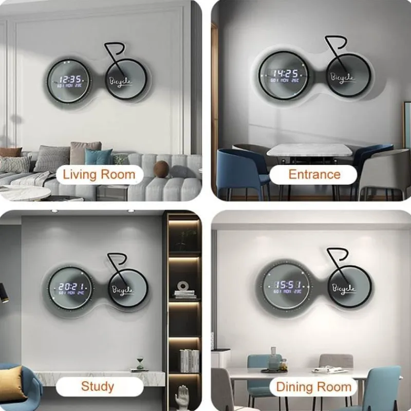 Willow u0026 Whim Beleuchtung-3D-LED-Fahrrad-Wanduhr – moderne, leuchtende Heimdekoration