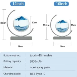 Willow u0026 Whim Beleuchtung-3D-LED-Sandkunstlampe – fließendes Licht, Heimdekoration