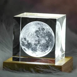 Willow u0026 Whim Beleuchtung-3D-Mond-Nachtlicht-Kristallwürfel – Romantischer Akzent für die Inneneinrichtung