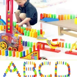 The Decor Haven Babyspielzeug-Domino-Eisenbahn-Spielzeugset – Kreative Holzbausteine
