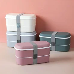 Space Savvy Küche & Esszimmer-Doppellagige Lunchbox aus Metall – Langlebiger Frischhaltebehälter