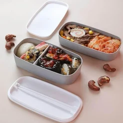 Space Savvy Küche & Esszimmer-Doppellagige Lunchbox aus Metall – Langlebiger Frischhaltebehälter