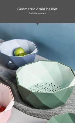 The Decor Haven Küche & Esszimmer-Doppelschichtiger Abtropfkorb mit Sieb – Küchensieb-Werkzeug