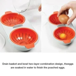 Tom Küche & Esszimmer-Doppelschichtiger Eierkocher aus Silikon für perfekt pochierte Eier, mikrowellengeeignet