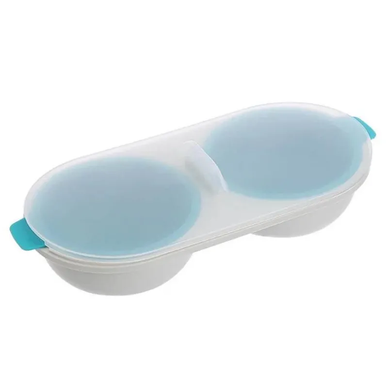 Tom Küche & Esszimmer-Doppelschichtiger Eierkocher aus Silikon für perfekt pochierte Eier, mikrowellengeeignet