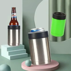 Adventure Basecamp Camping Im Freien|Küche & Esszimmer-Doppelschichtiger Flaschenkühler aus Edelstahl – Premium isolierter Getränkehalter