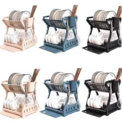 Space Savvy Küche & Esszimmer-Doppelschichtiges Abtropfgestell – Multifunktionaler Organizer für die Arbeitsplatte