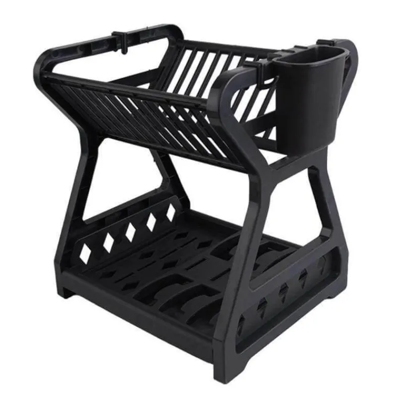 Space Savvy Küche & Esszimmer-Doppelschichtiges Abtropfgestell – Multifunktionaler Organizer für die Arbeitsplatte