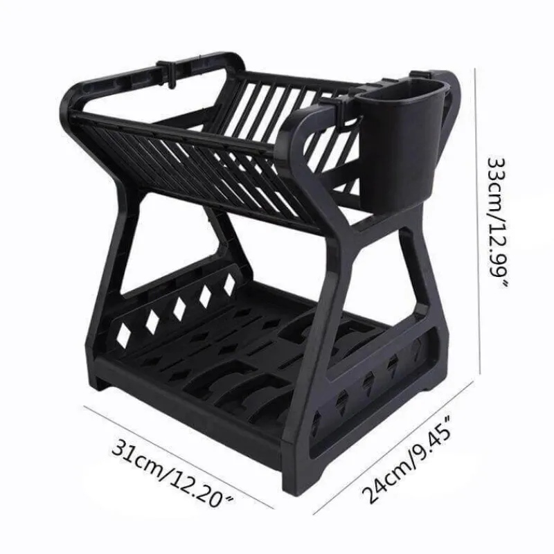 Space Savvy Küche & Esszimmer-Doppelschichtiges Abtropfgestell – Multifunktionaler Organizer für die Arbeitsplatte