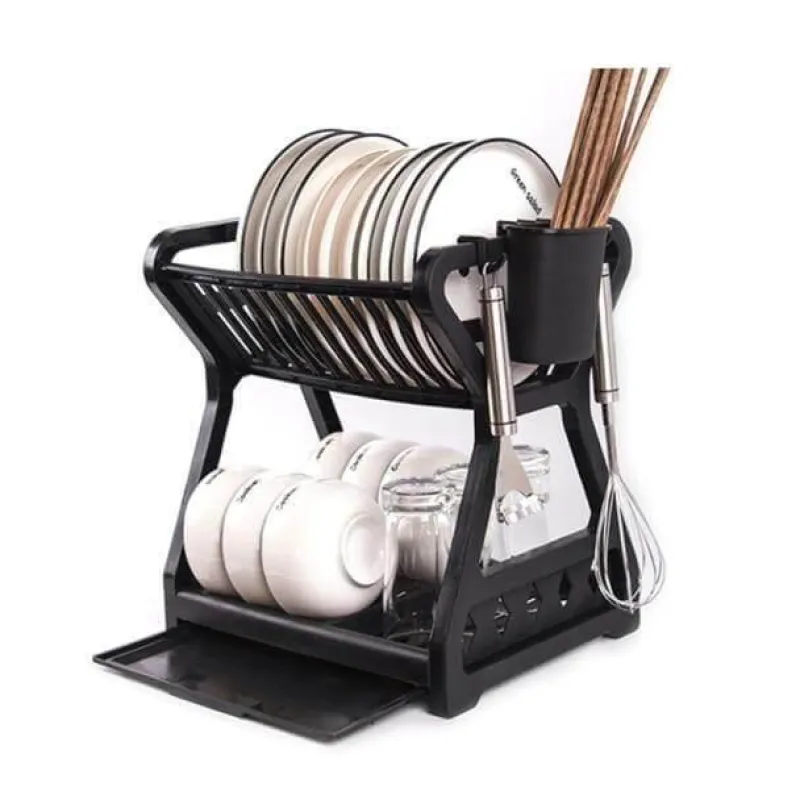 Space Savvy Küche & Esszimmer-Doppelschichtiges Abtropfgestell – Multifunktionaler Organizer für die Arbeitsplatte