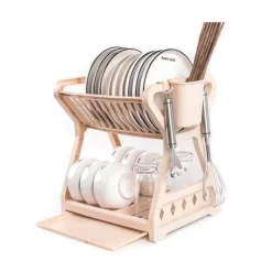 Space Savvy Küche & Esszimmer-Doppelschichtiges Abtropfgestell – Multifunktionaler Organizer für die Arbeitsplatte