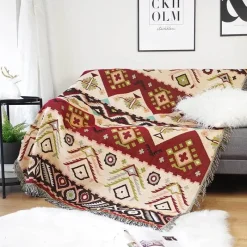 Wrap u0026 Relax Bettzeug-Doppelseitige Boho-Überwurfdecke mit Geo-Ethno-Design für Sofa, Reisen und Heimdekoration