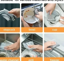 The Culinary Kit Küche & Esszimmer-Doppelseitiges Reinigungstuch aus Silberdraht – Ultra-saugfähiges Reinigungstuch