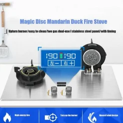 Deco Küche & Esszimmer-Doppelter Gasherd aus Edelstahl – verstellbares Lift-Design