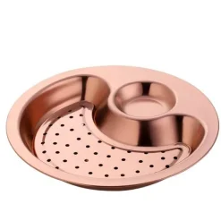 The Culinary Kit Küche & Esszimmer-Doppeltes Frühstückstablett aus Edelstahl – Kreative Servierplatte