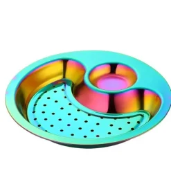 The Culinary Kit Küche & Esszimmer-Doppeltes Frühstückstablett aus Edelstahl – Kreative Servierplatte