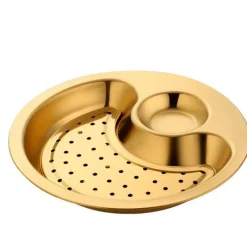 The Culinary Kit Küche & Esszimmer-Doppeltes Frühstückstablett aus Edelstahl – Kreative Servierplatte