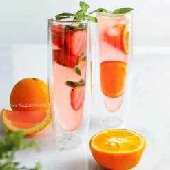 Plates u0026 More Küche & Esszimmer-Doppelwandige Champagnergläser - 6-teiliges Hochzeitsset