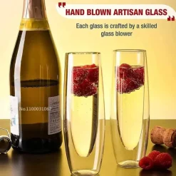 Plates u0026 More Küche & Esszimmer-Doppelwandige Champagnergläser - 6-teiliges Hochzeitsset